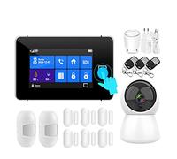 TUYA WiFi GSM Home Famber Alarm System Tft Toucher Le Clavier d'empreintes digitales Armement Température Humidité Affichage avec capteur(B)