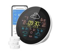 Tuya WiFi Horloge Météo Intelligente 3 Jours Prévisions Météo Station Météo Thermomètre Sans Fil Hygromètre Écran LCD 3 Capteurs Moniteur Précis