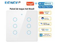 Tuya Wifi Interrupteur Tactile Intelligent Lumière Brésil 4x4 Pas De Fil Neutre Rf433 À Distance On Off Lumière Vie Intelligente Alexa Google Home - Type 202a White 06