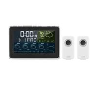 Tuya WiFi Station Météo Écran Couleur APP Contrôle Intérieur Extérieur Thermomètre Hygromètre 5 Jours Prévisions Météo 3 Réveils Moniteur Précis(2 Sensor)