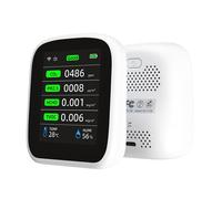 Tuya WLAN Mesureur de qualité de l'air 8 en 1 - PM1.0/2.5/10, CO₂, TVOC, HCHO, Température & Humidité - Ecran LCD couleur avec horloge & date
