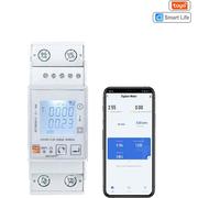 Tuya ZigBee Compteur électrique monophasé sans fil pour rail de guidage intelligent pour la mesure bidirectionnelle de la consommation d'énergie solaire Mesure de la tension du courant Détection de la