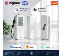 Tuya Zigbee/Wifi - capteur de température et d'humidité, détecteur, option intérieur/extérieur, étanche, thermomètre LCD, hygromètre pour Alexa Z2M No screen zigbee