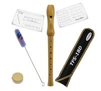 Tuyama® TFS-18D Flûte à bec soprano en érable - Doigté allemand - Flûte en bois avec tableau des doigtés et exemples de partitions