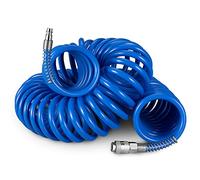 Tuyau à Air Comprimé Raccord Simple Rapide Intuitif 1/4" Compresseur Tuyau à Pression, Renforcé Raccord Flexible Élastique Résistant Vibrations Corrosion (15 Mt Spiral)