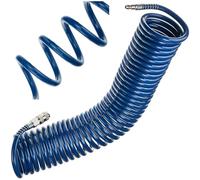 Tuyau à air comprimé SP-PE 10 m, tuyau spiralé flexible Ø 8/12 mm, tuyau d'air PE, pression max. 10 bar, avec protection anti-torsion et raccord rapide, pour garage et atelier