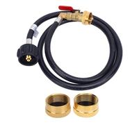 Tuyau adaptateur de recharge de gaz avec vanne de contrôle et 2 capuchons, connecteur QCC étendu de 4 pieds pour la cuisine en plein air