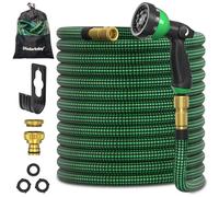 Tuyau Arrosage Extensible 30m/100ft, Disdarkday Tuyau D’arrosage Extensible avec 1/2" et 3/4" Adaptateurs, 10 Modes d'Arrosage, Latex Triple Épaisseur Durable avec Raccords et Sac, Vert