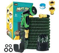 Tuyau Arrosage Extensible 30m, Tuyaux D'arrosage Embout 10 Modes Pistolet, 3/4" 1/2" Raccord Adaptateur Robinet Cuisine, Tyau Arrosage Retractable Extensibilités Support Tuyau-arrosage Mural