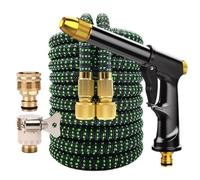 tuyau arrosage For Jardin Ferme Irrigation Lavage De Voiture Tuyau D'eau À Haute Pression Extensible Double Connecteur En Métal Enrouleur Pvc Conduites Magiques(Black green,1/2''_75FT-22.5M EXTENDED)