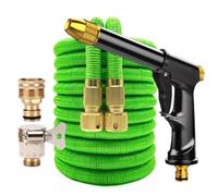 tuyau arrosage For Jardin Ferme Irrigation Lavage De Voiture Tuyau D'eau À Haute Pression Extensible Double Connecteur En Métal Enrouleur Pvc Conduites Magiques(Green,1/2''_100FT-30M EXTENDED)