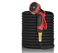tuyau arrosage Interface universelle tuyau d'eau de jardin d'arrosage extensible haute pression lavage voiture Flexible outils d'irrigation(Black Hose Red Nozzle,1/2''_16FT)