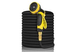 tuyau arrosage Interface universelle tuyau d'eau de jardin d'arrosage extensible haute pression lavage voiture Flexible outils d'irrigation(Black Yellow Nozzle,1/2''_75FT)