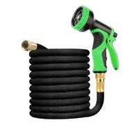 tuyau arrosage Interface universelle tuyau d'eau de jardin d'arrosage extensible haute pression lavage voiture Flexible outils d'irrigation(Black Green Nozzle,1/2''_100FT)