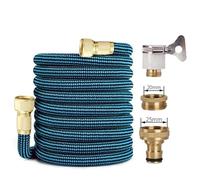 tuyau arrosage Tuyau d'arrosage extensible for jardin tuyau de nettoyage Flexible haute pression lave-auto en plastique buse d'eau for l'irrigation(Hose and connector01,1/2''_150FT)