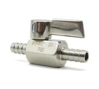 Tuyau barbe Mini robinet à tournant sphérique de qualité sanitaire 304 en acier inoxydable 7mm 8mm 10mm 12mm gaz eau huile tuyau tuyau Joint de peau Micro-vanne ( Size : 12mm x 12mm , Color : Stainles