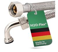 Tuyau Blindé 3/8"ÜM x 3/8"ÜM Coude, Tuyau flexible DN8 pour Sanitaire avec Admission eau potable - 70cm / 700mm