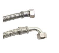 Tuyau blindé DN13 DVGW avec tressage en acier inoxydable 1/2" ÜM x 1/2" ÜM Coude 500 mm