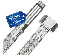 Tuyau blindé flexible de 150 cm avec écrou de raccordement 1/2" et filetage extérieur M10 - Tuyau d'eau potable - Tuyau flexible avec tresse en acier inoxydable