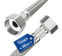 Tuyau blindé flexible de 30 cm - 1/2" ÜM x 1/2" - Tuyau d’eau potable avec tresse en acier inoxydable