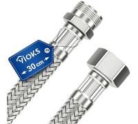 Tuyau blindé flexible de 30 cm avec écrou de raccordement 1/2" et filetage extérieur - Tuyau d'eau potable - Tuyau flexible avec tresse en acier inoxydable