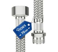 Tuyau blindé flexible de 70 cm avec écrou de raccordement 1/2" et filetage extérieur - Tuyau d'eau potable - Tuyau flexible avec tresse en acier inoxydable