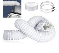 Tuyau Climatiseur Mobile Diamètre de 75 mm Tuyau d'évacuation d'air Flexible en PVC Aluminium 3 m Gaine Ventilation avec 2 Colliers de Serrage pour Climatisation, Hotte, Sèche-linge (75mm)