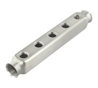 Tuyau collecteur de chauffage au sol en acier inoxydable avec filetage principal G1 et sorties de branche G1/2, espacement de sortie de 50 mm, épaisseur de paroi de 1,6 mm, température de