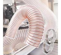 Tuyau collecteur de poussière en plastique PVC PU Air Duct Flexible Ducting Hose, 40mm 50mm 60mm with Clamps, for Industrial Transportation, Wall Thickness 1.5mm(3m/9.84ft,50mm/2in)