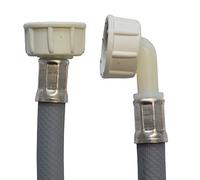 Tuyau d’alimentation en eau coudé 3/4" IG + IG pour machine à laver et lave-vaisselle. 2,50 m gris