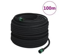 vidaXL Tuyau d'arrosage de jardin noir 0,6"" 100 m caoutchouc
