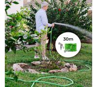 InnovaGoods® Tuyau d'arrosage extensible 30 m avec pistolet à 7 jets, tuyau extensible avec sac de transport, adaptateurs 1/2" et 3/4", résistant et durable, idéal pour l'arrosage du jardin et le