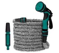 VONROC Tuyau Flexible 20m - Support Mural, Buse Réglable, Raccords Avec & Sans Arrêt d'Eau - Tuyau Extensible Compact, Léger & Jet Puissant