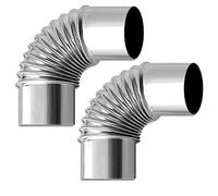 Tuyau d’échappement coude à 90°, Coude à 90° for tuyau d'échappement en acier inoxydable, 2 pièces, coude fileté for cheminée, de poêle 50 mm 120(10cm)