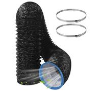 Tuyau d’Évacuation Flexible Ø150mm x 3m, PVC Aluminium Gaine de Ventilation avec 2 Colliers de Serrage, Tuyau pour Hotte Aspirante, Climatisation, Sèche-linge et Extracteur d’Air