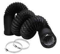 Tuyau d'aération flexible de 7,6 cm en aluminium noir de 5 m avec 2 colliers de serrage à vis pour chauffage, ventilation, climatisation (HVAC), souffleur de bateau, tentes de culture d'échappement