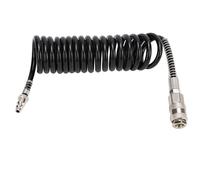 Tuyau d'air à Recul, 1/4 Pouce X 10 Pieds, Léger et Résistant aux Torsions, Tuyau de Compresseur Flexible en PU de 120 PSI, Gris, avec Limiteurs de Courbure, Universel, pour
