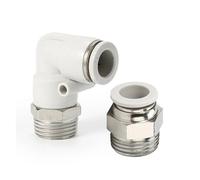 Tuyau d'air coudé droit fileté PC blanc, connecteur de tuyau à dégagement rapide, raccord pneumatique 4mm 6mm 8mm 10mm 12mm(6-03,PL1pcs)