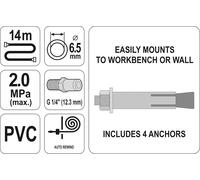 Tuyau d'air de compresseur sur la bobine Yato YT-24243; 14 m