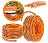 Tuyau d'arrosage, 3/4", 20 m, orange, renforcé, 3 couches, résistant aux UV, indéformable, flexible, arrosage, jardinage, lavage de voiture, tuyau blindé