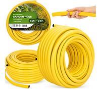 Tuyau d'arrosage, 3/4", 50 m, jaune, renforcé, 3 couches, résistant aux UV, indéformable, flexible, arrosage, jardinage, lavage de voiture, tuyau blindé