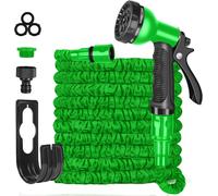 Tuyau d'arrosage, 30 m Tuyau Arrosage Extensible avec 8 Modes de pistolet de pulvérisation, Flexible Garden Hose avec 3/4"" et 1/2"" Adaptateur.[U90]
