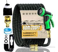 Tuyau d'arrosage 60M/200FT, Tuyau Arrosage Extensible avec Connecteurs 1/2" et 3/4", Anti-pliage et Anti-fuite, Buse de Pulvérisation 10 Fonctions pour l'arrosage du Jardin, le Lavage