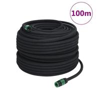vidaXL Tuyau d'arrosage de jardin noir 0,6"" 100 m caoutchouc