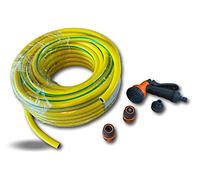 Tuyau d'arrosage D 15mm Lg 50m avec kit douchette | Souple et résistant | 200g / m | résiste UV température (-20 + 30° C) | Jardin bateau terrasse | Kibros JTUYJ1550K