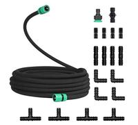 Tuyau d'arrosage de 1,27 cm, tuyau d'égouttement en caoutchouc poreux avec connecteur, tuyau anti-fuite pour systèmes d'arrosage de jardin, arrosage de pelouse (30 m)
