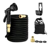 Tuyau D'arrosage de Jardin Extensible 15m Pistolet Pulvérisateur D'eau à 8 Modes, Flexible et Résistant Pour le Lavage de Voiture, la Terrasse et les Animaux Domestiques. Comprend un Sac de Rangement