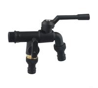 Tuyau d'arrosage en laiton noir, avec double sortie de 1,27 cm, pour arrosage, irrigation et connexion machine à laver (double tête)