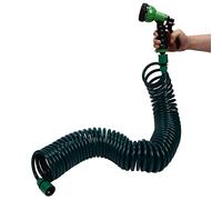 Tuyau D'arrosage en Spirale Tuyau D'arrosage à Enroulement Automatique Tuyau D'arrosage à Recul EVA avec Arroseur, Tube à Ressort Télescopique de 15 M/49,2 Pieds pour Arroser la