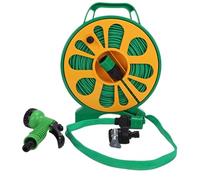 Tuyau d'arrosage et enrouleur avec pistolet pulvérisateur 15 m rétractable PTE avec moulinet portable et multi-usage pour le nettoyage de voiture et plus de fournitures de jardinage avec